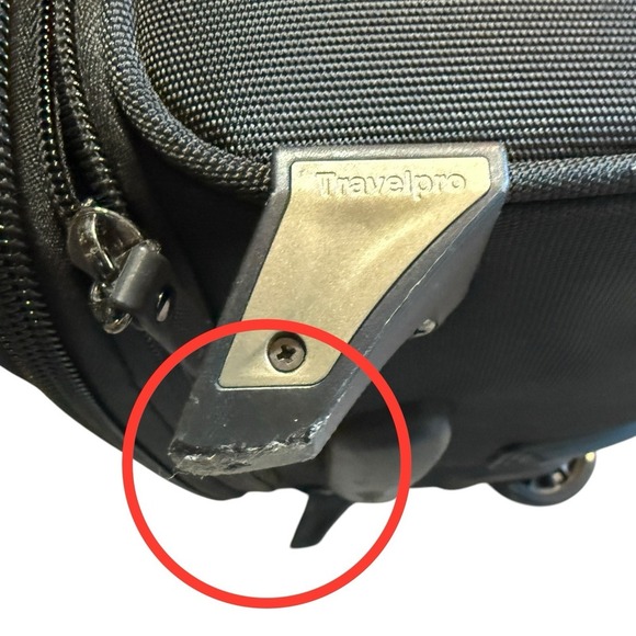 Travelpro Luggage Black 4 Wheels Powerscope Leather Handle Canvas Carry On Bag - Picture 6 of 16